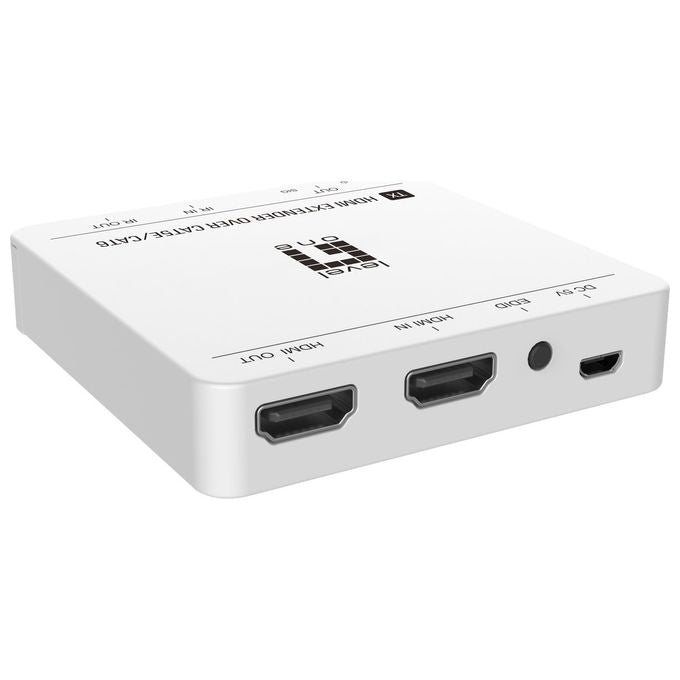 LevelOne HVE-9007 Kit Extender HDMI 4K su Cat5e Cat6 fino a 50 m con Passaggio IR Bidirezionale colore Bianco