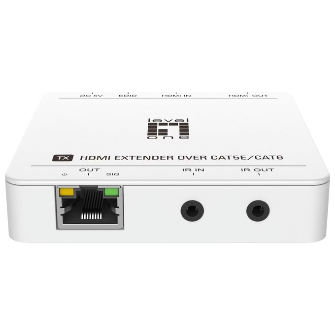 LevelOne HVE-9007 Kit Extender HDMI 4K su Cat5e Cat6 fino a 50 m con Passaggio IR Bidirezionale colore Bianco