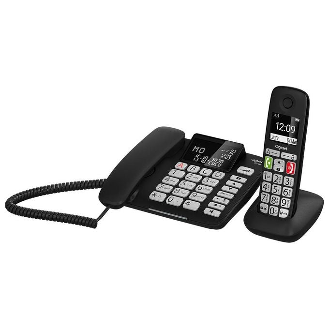Gigaset DL780 PLUS Telefono Fisso con Cordless DECT Vivavoce Tasti Grandi Rubrica 99 Contatti colore Nero
