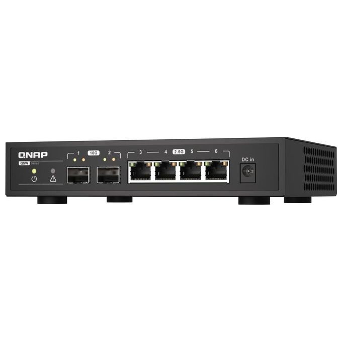 Qnap QSW-2104-2S Switch di Rete Non Gestito 2 porte 10GbE SFP+ 4 porte 2.5GbE RJ45 Fanless 60 Gbit-s colore Nero