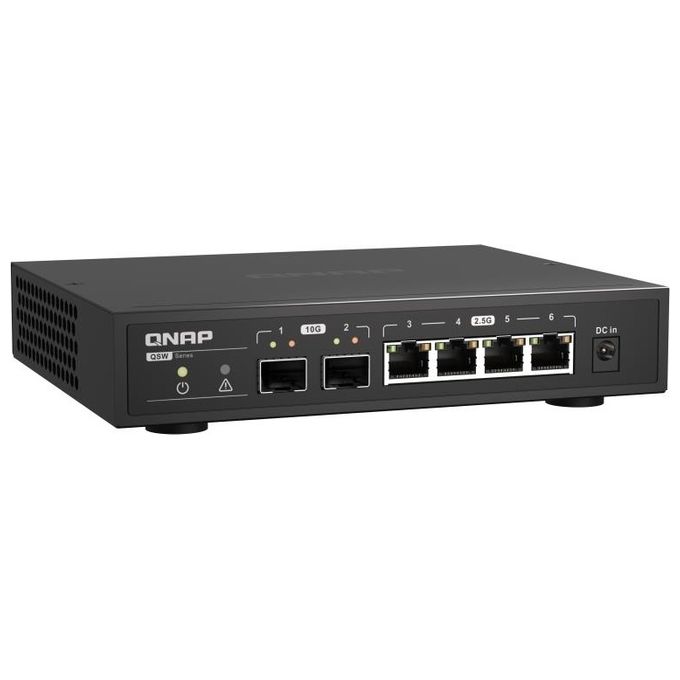 Qnap QSW-2104-2S Switch di Rete Non Gestito 2 porte 10GbE SFP+ 4 porte 2.5GbE RJ45 Fanless 60 Gbit-s colore Nero
