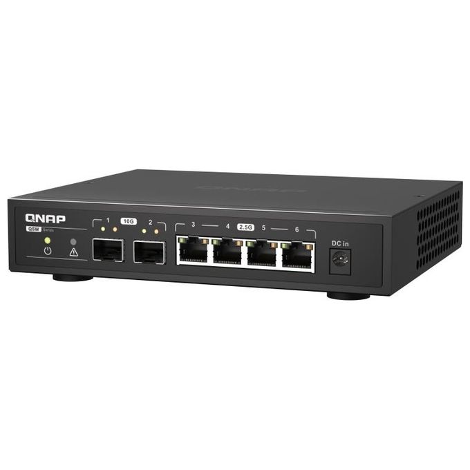 Qnap QSW-2104-2S Switch di Rete Non Gestito 2 porte 10GbE SFP+ 4 porte 2.5GbE RJ45 Fanless 60 Gbit-s colore Nero