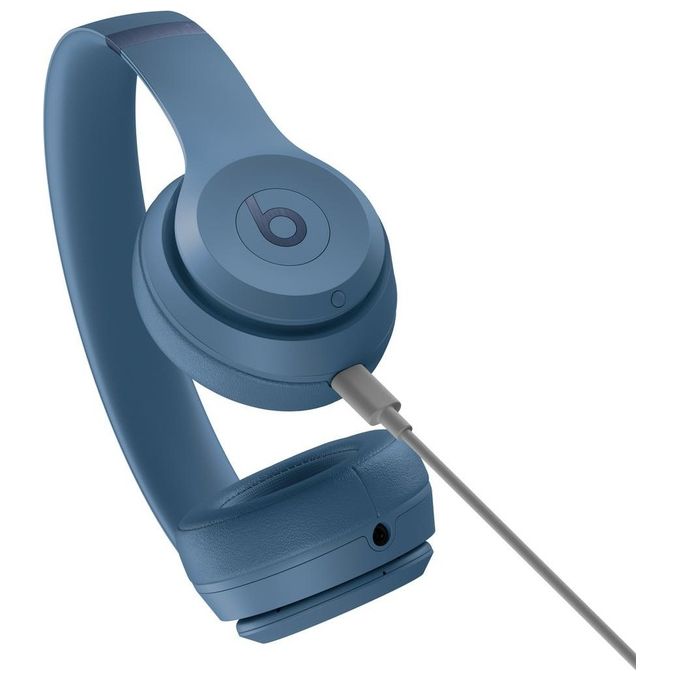 Beats MUW43ZM-A Solo 4 Cuffie On-Ear Wireless Bluetooth Fino a 50 Ore di Autonomia Audio Spaziale Personalizzato con Rilevamento Dinamico della Testa Cavo USB-C e 3.5 mm colore Blu Ardesia