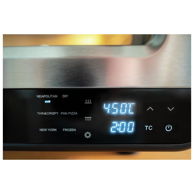 Unold 68816 Luigi Forno per Pizza elettrico 1700W pietra refrattaria cordierite 450°C controllo digitale colore Argento