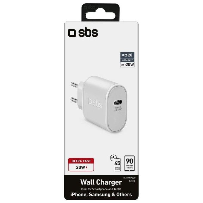 Sbs Wall Charger Caricabatterie Usb Tipo-C Bianco