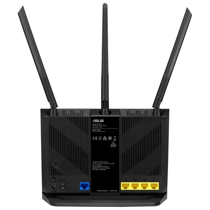 ASUS 90IG06G0-MO3110 4G-AX56 Router Modem Dual-Band WiFi 6 AX1800 4G+ Cat.6 Fino a 1800Mbps 5 Porte LAN Gigabit NanoSIM Compatibile Tutti Operatori colore Nero