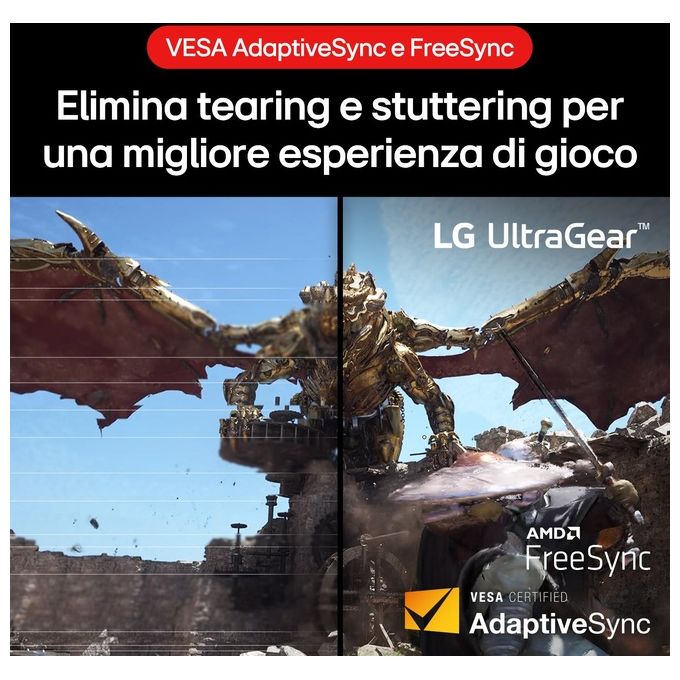 LG 27GS60QN UltraGear Monitor Gaming Curvo 27'' Quad HD 2560x1440 180Hz 1ms AMD FreeSync HDR10 colore Nero