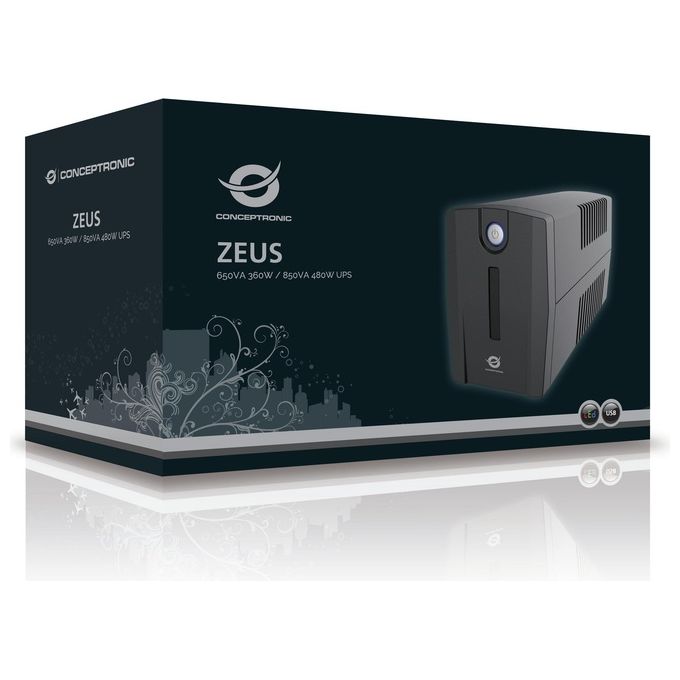 Conceptronic ZEUS01ES Gruppo di Continuita' Ups a Linea Interattiva 650Va 360W 2 Prese Ac