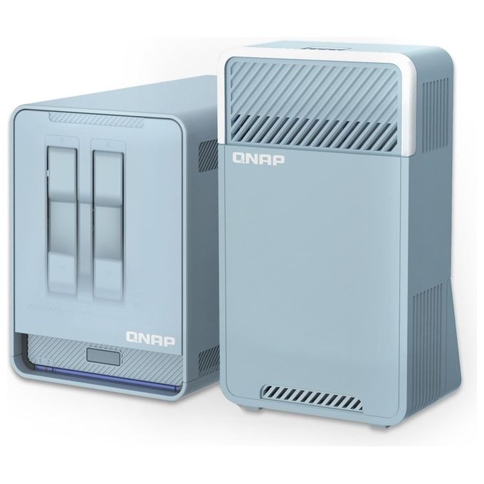 Qnap QMIROPLUS-201W Router Wi-Fi Mesh Tri-Band AC2200 NAS SD-WAN 2.5GbE Intel Celeron J4125 4 GB DDR4 2 Bay SSD HDD colore Blu