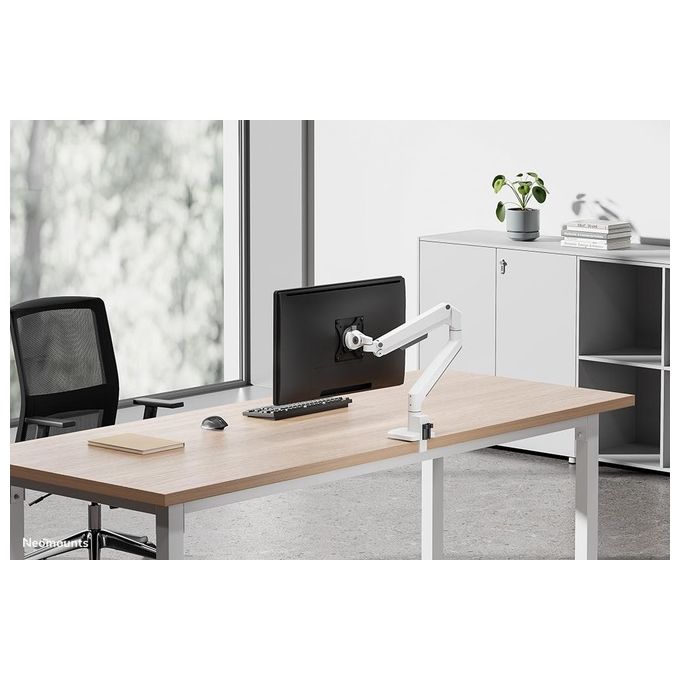 Neomounts W128881660 DS70-250WH1 Supporto da Scrivania per Monitor 17''-35'' Portata 9 Kg Regolazione Altezza 21,5-49,5 cm con Molla a Gas colore Bianco