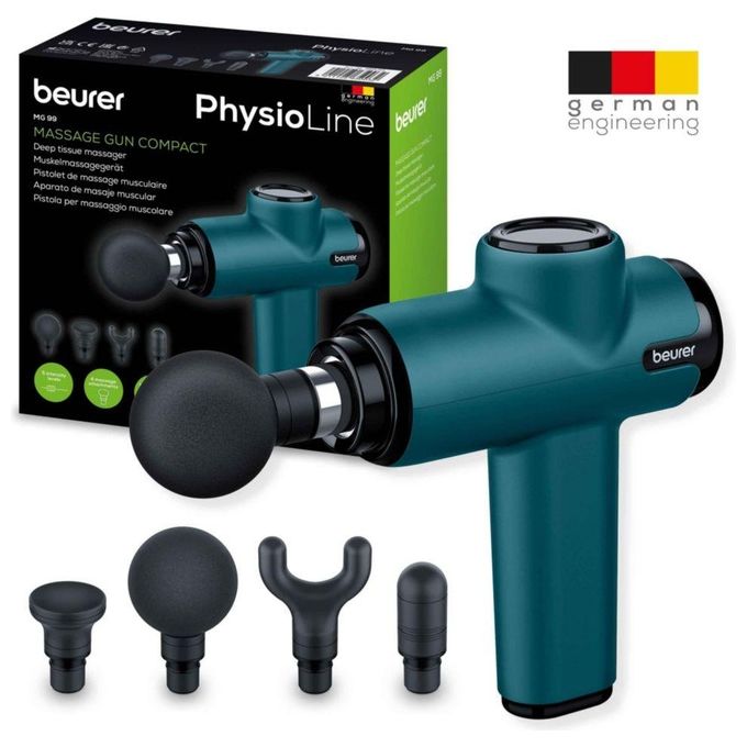 Beurer MG 99 COMPACT Pistola Massaggiatore Muscolare 5 Livelli 4 Testine Batteria Ricaricabile autonomia 300 min colore Nero