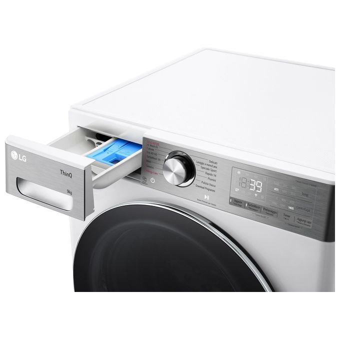 LG F4R9009TPWC Serie R9 Lavatrice Frontale 9 Kg 1400 rpm Classe A AI DD TurboWash 360 Vapore Wi-Fi (85x60x56.5 cm) colore Bianco
