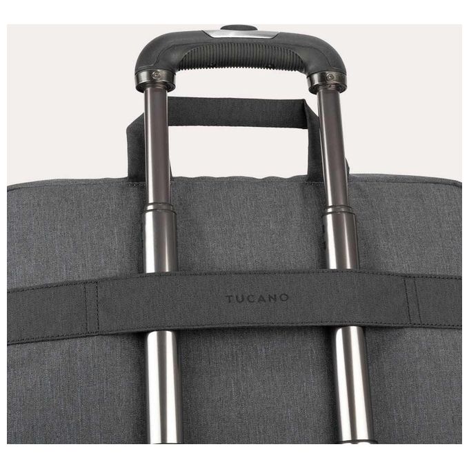 Tucano BHOP13-AX HOP Borsa per Notebook 13''-14'' in Tessuto Riciclato con Tasca Frontale e Fascia per Trolley colore Antracite