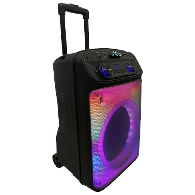Majestic 116355 BK Flame T55 Party Speaker a Trolley Bluetooth 320W PMPO 40W RMS Woofer 12'' Tweeter 2'' Luci LED Microfono Incluso Telecomando USB Type-C MicroSD TWS colore Nero