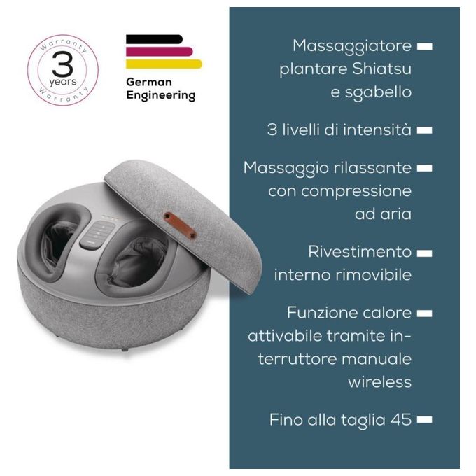 Beurer 10029 Massaggiatore plantare FM 120 Massaggio Shiatsu e a compressione 3 livelli intensita' Funzione riscaldamento colore Grigio