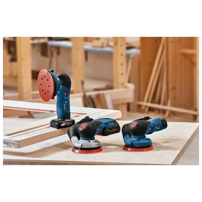 Bosch 0 601 372 201 GEX 18V-125 Professional Levigatrice orbitale casuale Motore brushless Velocita' 6000-10000 giri-min Colletto 125 mm Velcro colore Nero Blu Grigio Rosso