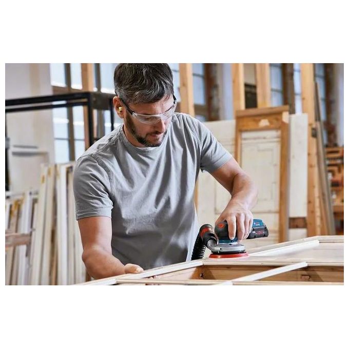 Bosch 0 601 372 201 GEX 18V-125 Professional Levigatrice orbitale casuale Motore brushless Velocita' 6000-10000 giri-min Colletto 125 mm Velcro colore Nero Blu Grigio Rosso