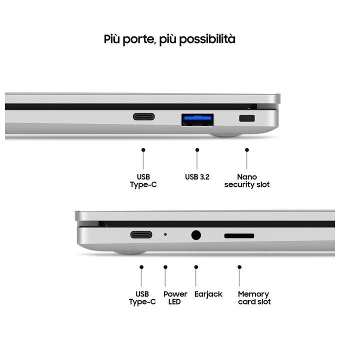 Samsung XE340XDA-KA1IT Galaxy Chromebook Go 14'' Intel Celeron N4500 4 GB RAM 64 GB eMMC Wi-Fi 6 ChromeOS colore Argento