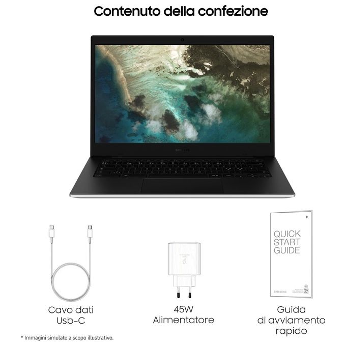 Samsung XE340XDA-KA1IT Galaxy Chromebook Go 14'' Intel Celeron N4500 4 GB RAM 64 GB eMMC Wi-Fi 6 ChromeOS colore Argento