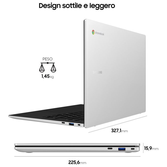 Samsung XE340XDA-KA1IT Galaxy Chromebook Go 14'' Intel Celeron N4500 4 GB RAM 64 GB eMMC Wi-Fi 6 ChromeOS colore Argento