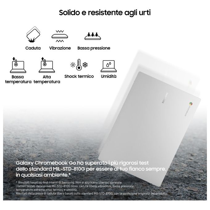 Samsung XE340XDA-KA1IT Galaxy Chromebook Go 14'' Intel Celeron N4500 4 GB RAM 64 GB eMMC Wi-Fi 6 ChromeOS colore Argento