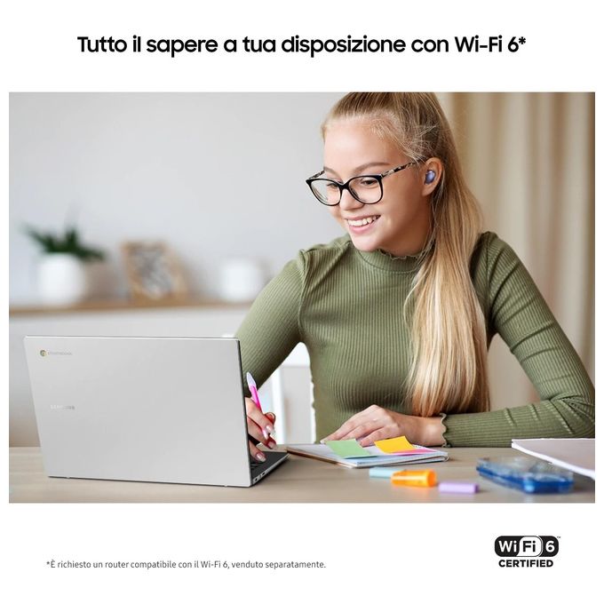 Samsung XE340XDA-KA1IT Galaxy Chromebook Go 14'' Intel Celeron N4500 4 GB RAM 64 GB eMMC Wi-Fi 6 ChromeOS colore Argento