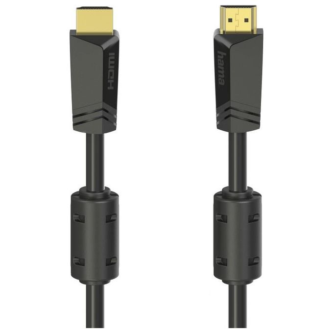 Hama 00205009 Cavo HDMI High Speed con Ethernet 4K Ultra HD 18 Gbit-s 600 MHz connettori dorati nucleo ferrite 10 m colore Nero