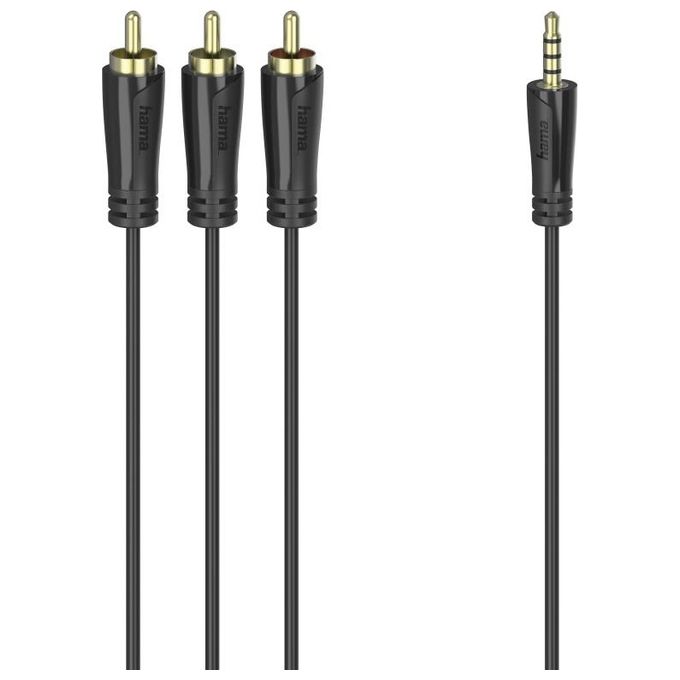 Hama Cavo di Collegamento Spina Jack da 35mm 4 Pin 3 Spine Cinch 1.5mt