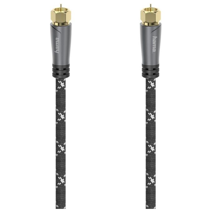 Hama 00205077 Cavo Coassiale SAT F F Maschio 1.5 m Quadrupla Schermatura 120 dB Contatti Dorati colore Nero Grigio