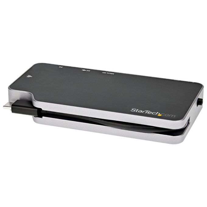 StarTech.com CDP2HVGUASPD Adattatore Multiporta USB C Convertitore USB-C a HDMI 4K o VGA con 100W Power Delivery Pass-through 2 porte 10Gbps USB Hub MicroSD GbE colore Nero e Grigio