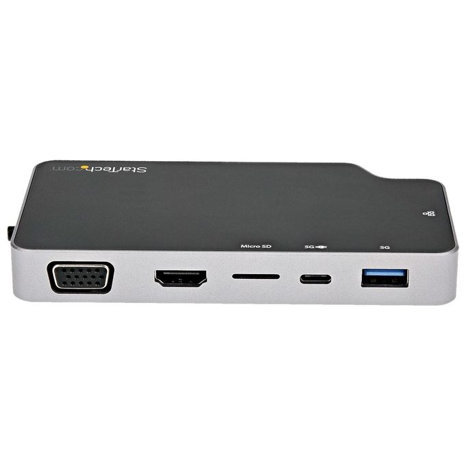 StarTech.com CDP2HVGUASPD Adattatore Multiporta USB C Convertitore USB-C a HDMI 4K o VGA con 100W Power Delivery Pass-through 2 porte 10Gbps USB Hub MicroSD GbE colore Nero e Grigio