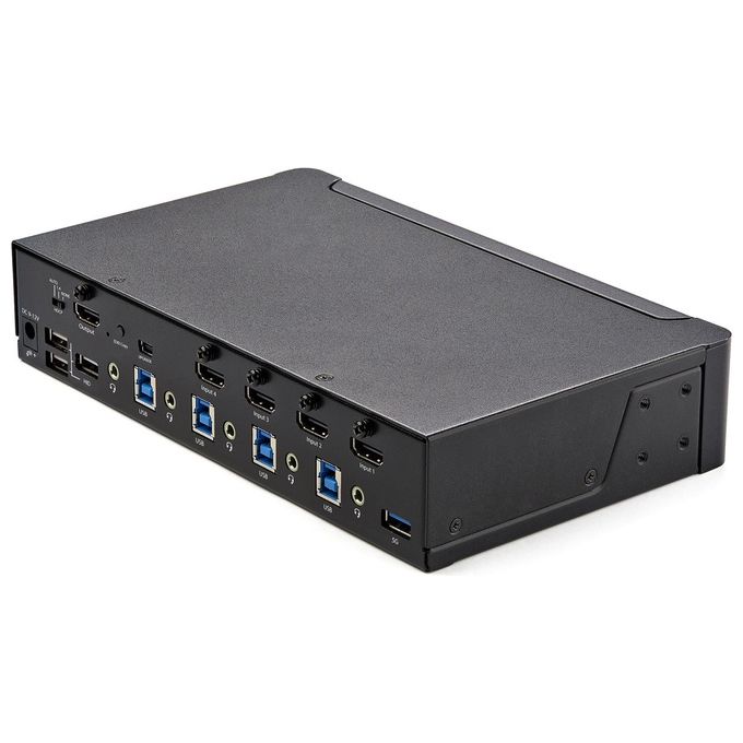 StarTech.com SV431HU34K6 Switch KVM HDMI a 4 porte con Hub USB 3.0 2 porte 5Gbps 4x USB 2.0 HDMI 2.0 4K 60Hz 3840x2160 Pixel Audio 7.1 Nero