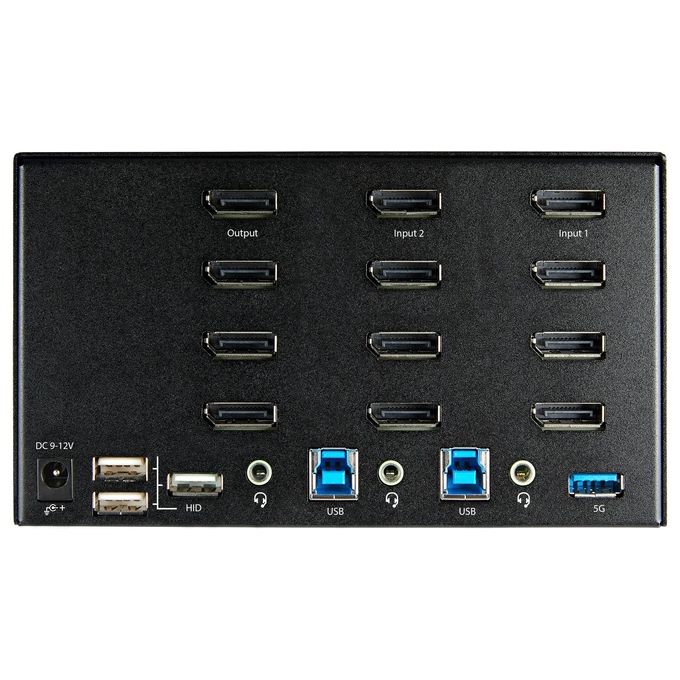 StarTech SV231QDPU34K Switch KVM DisplayPort a 2 porte 4 monitor 4K 60Hz con Hub USB 3.0 e Audio colore Nero