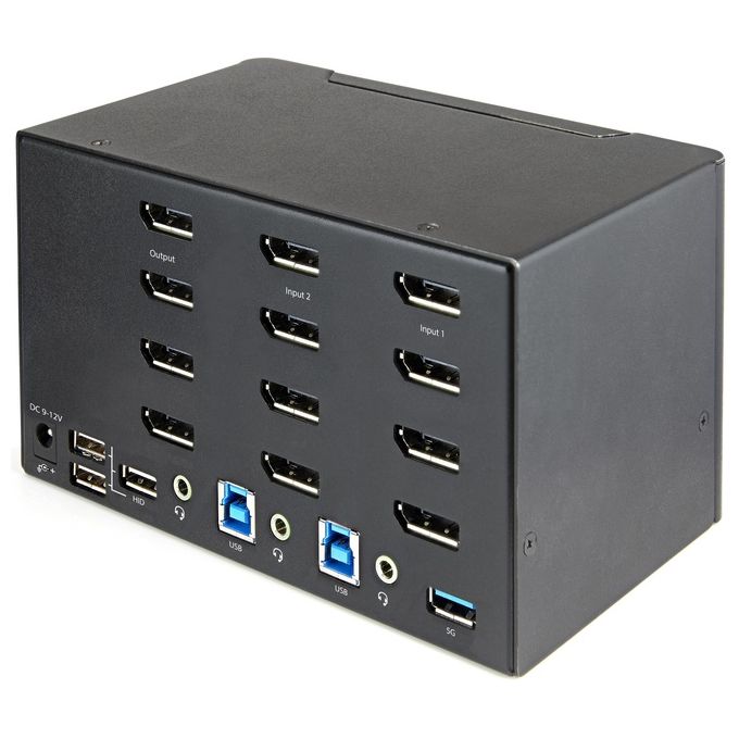StarTech SV231QDPU34K Switch KVM DisplayPort a 2 porte 4 monitor 4K 60Hz con Hub USB 3.0 e Audio colore Nero