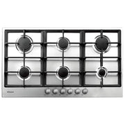 Candy PG960-1SXGH Piano Cottura a Gas 6 Zone Griglie in Ghisa 90 cm Acciaio Inox