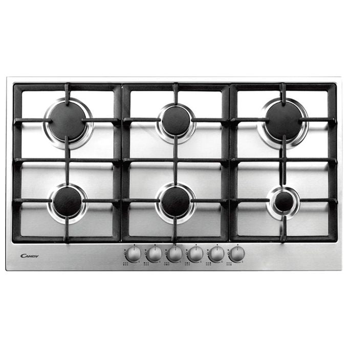 Candy PG960-1SXGH Piano Cottura a Gas 6 Zone Griglie in Ghisa 90 cm Acciaio Inox