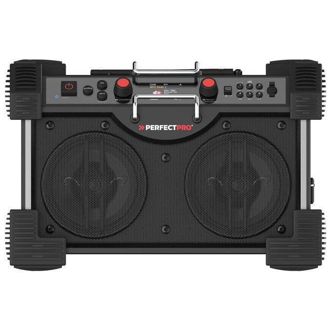 Perfectpro RH4-18V ROCKHART Radio da cantiere digitale DAB+ FM 60 W Bluetooth 5.2 IP44 colore Nero Rosso