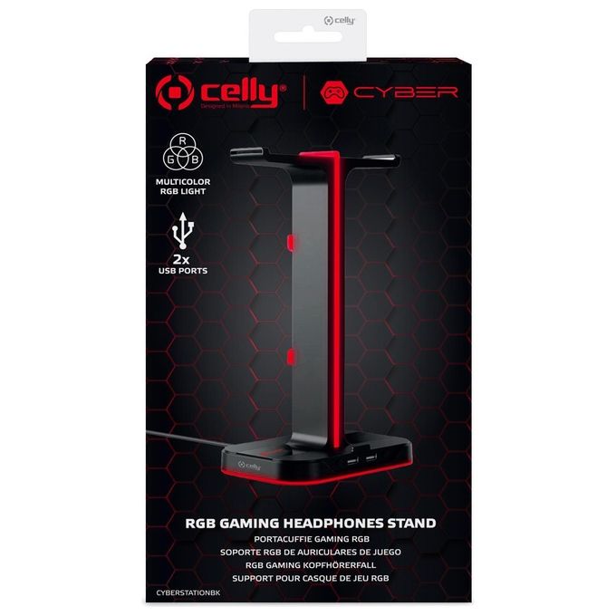 Celly Stand per Cuffie da Gaming Rgb Nero