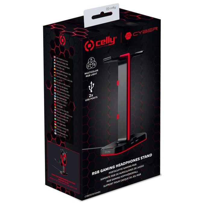 Celly Stand per Cuffie da Gaming Rgb Nero