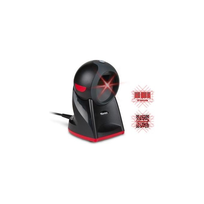 Hamlet HBCS-2D360 Lettore di codici a barre fisso 1D 2D CMOS USB lettura automatica a 360 gradi colore Nero