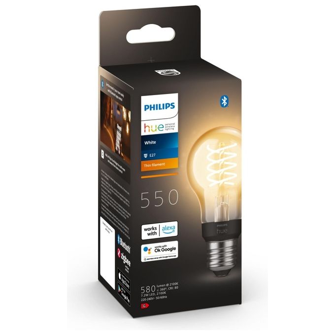 Philips Lampadina Smart E27 40W Filament Hue per Illuminazione Interna