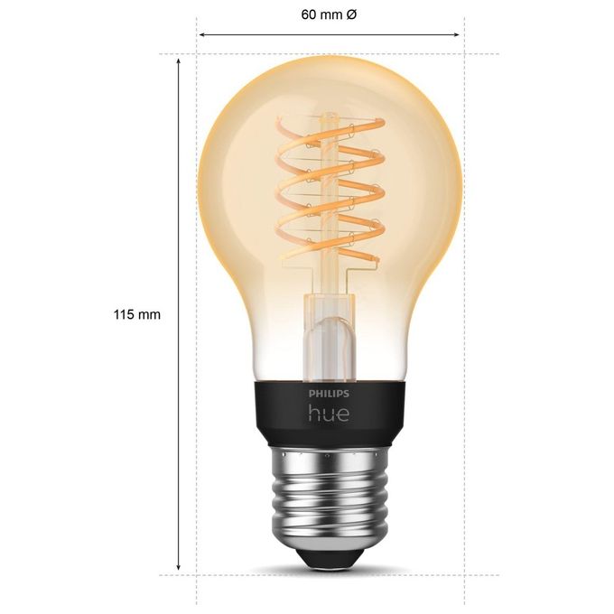 Philips Lampadina Smart E27 40W Filament Hue per Illuminazione Interna