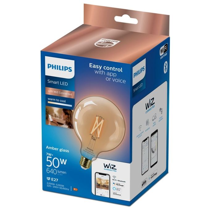Philips Smart TW Globo G120 Filamento Ambra Lampadina Hue per Illuminazione Interna e Casa con Tecnologia Smart