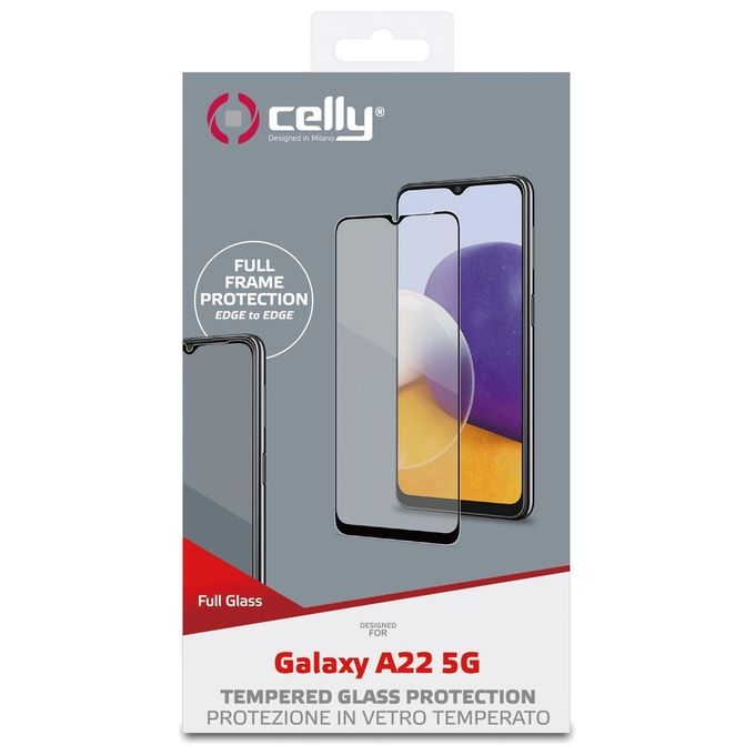 Celly Full Glass per Samsung Galaxy A22 5G Nero