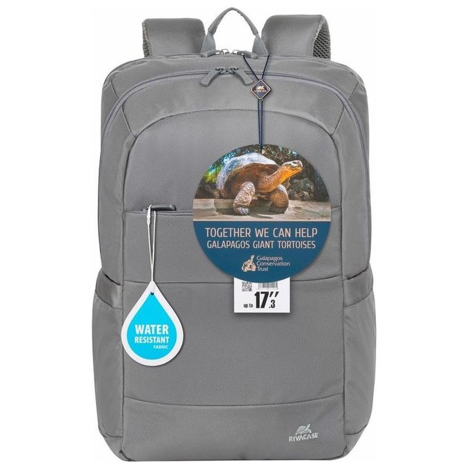 Rivacase 8267 GREY Zaino City Backpack per Notebook 17.3'' 2 Scomparti Idrorepellente Poliestere colore Grigio