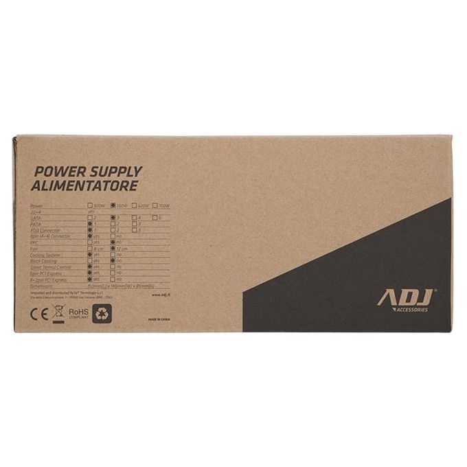 ADJ 210-00553 Alimentatore PC ATX 550W 20+4 pin 3 SATA 1 PATA Ventola 12cm Non modulare colore Grigio
