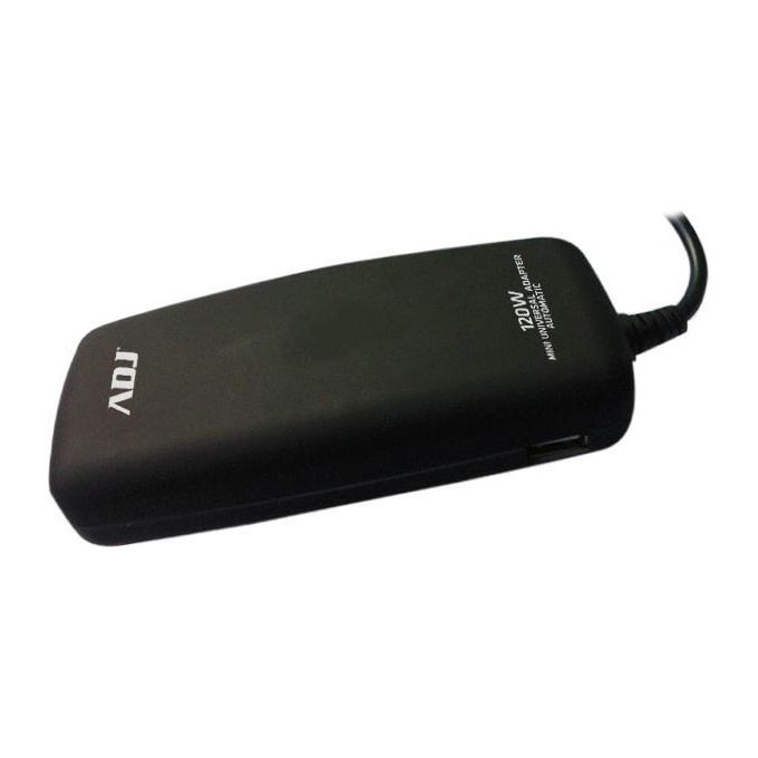 ADJ 160-00126 Alimentatore per Notebook Universale 120W 8 Connettori 3Pin Selezione Automatica Voltaggio Porta USB colore Nero