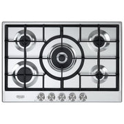 De'Longhi NSL575X Life Piano cottura a gas 75 cm 5 fuochi doppia corona griglie in ghisa colore Inox
