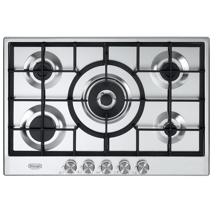 De'Longhi NSL575X Life Piano cottura a gas 75 cm 5 fuochi doppia corona griglie in ghisa colore Inox