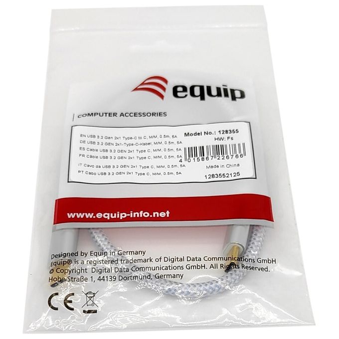 Equip cavo usb 3.2 Gen.2 da c a c 2mt Equip Bianco Uscita 3a - ean: 4015867231029